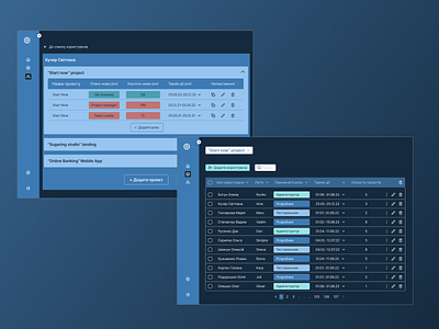 Administration panel for projects design ui