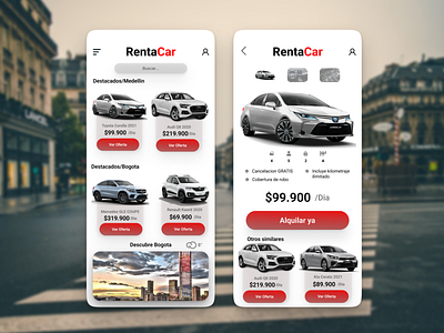 Rentacar app design prototype branding graphic design logo ui