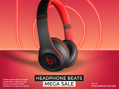 Headphone beats ad graphic design