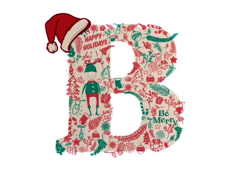 Holiday Card "B" holiday santa hat