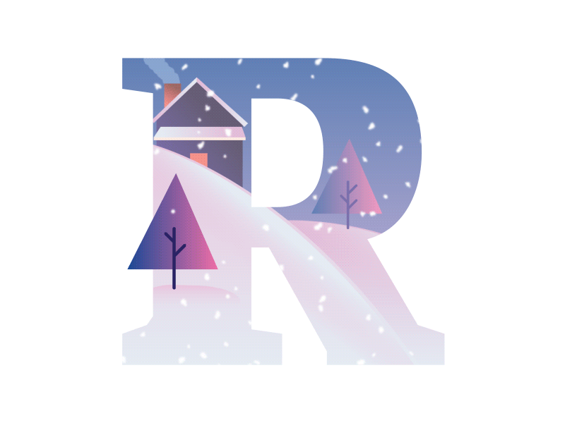 Holiday Card "R" holiday sledding winter