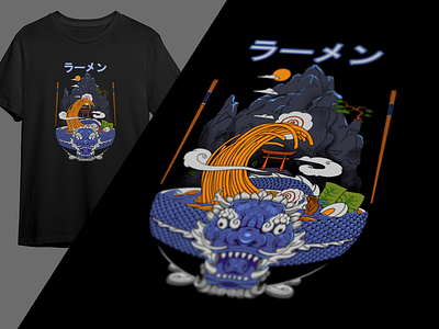 Tee Design "Moon Dragon Ramen" apparel branding clothing design graphic graphic design illustration merch tee tshirt