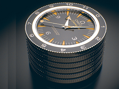 Omega Stack abstract cinema4d product visualization watch