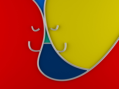 "Juntos" / "Together" blue character cinema4d gesture happy mexico minimal minimalistic red yellow