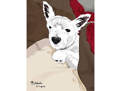 Mitchell dog illustration westie