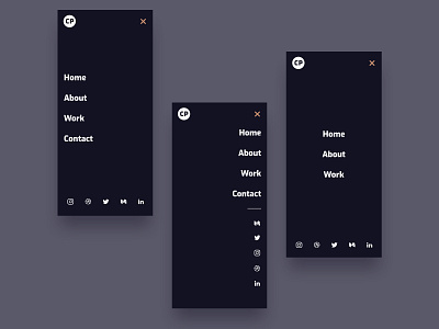 Mobile Web Navigation clean dark mode dark theme design mobile mobile design modern navigation portfolio responsive website