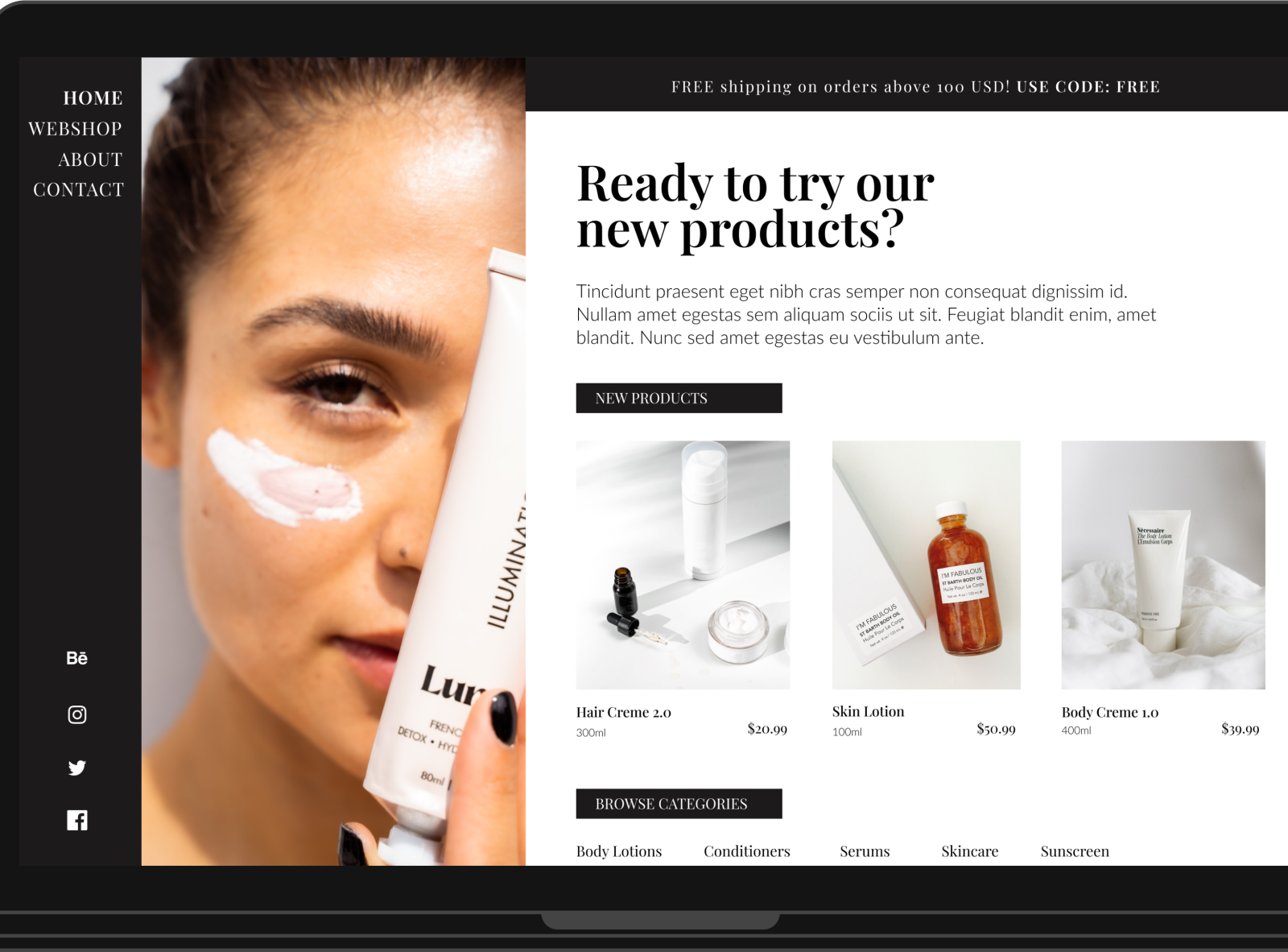 Cosmetics website design by Bella B. on Dribbble