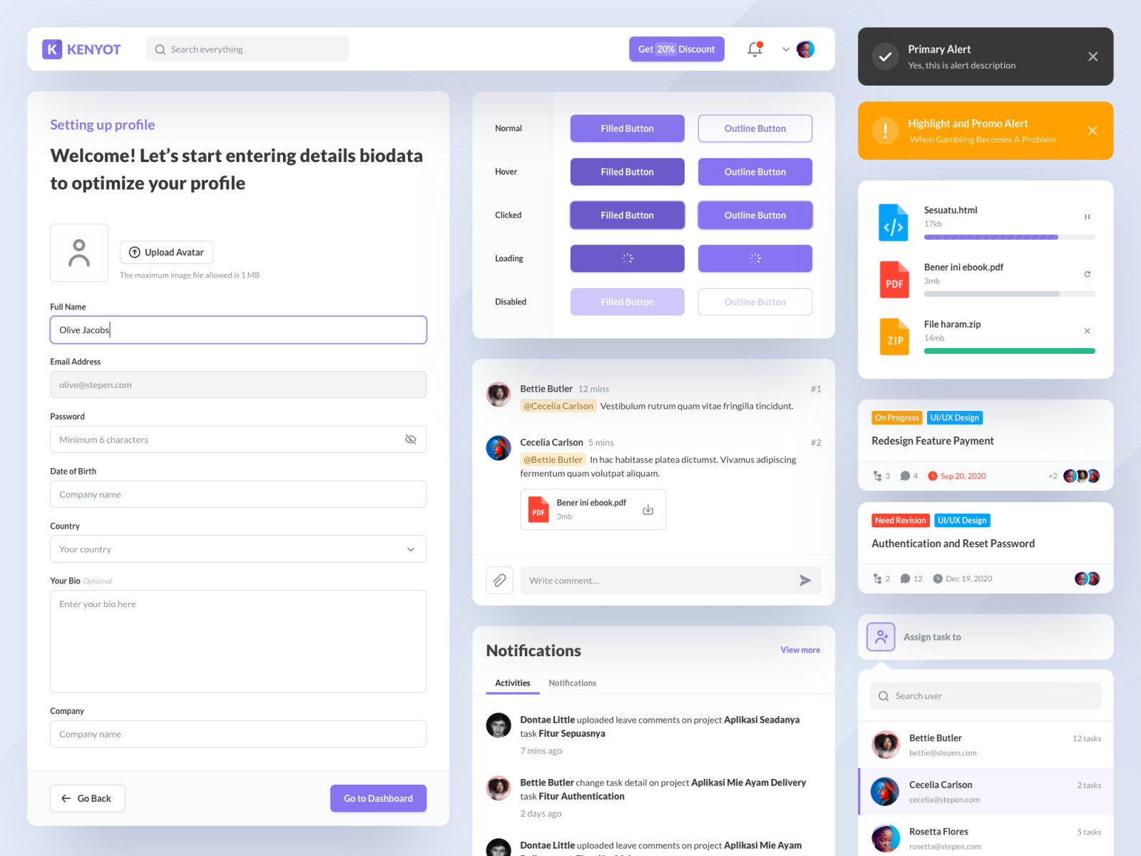 UI Elements Project management by Jordan Alfarishy on Dribbble