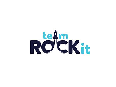 team ROCKit logo blue inspiration launcer logo negative space rock rocket simple