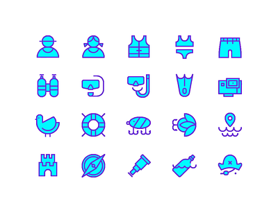 Sea and Beach Icon Pack app beach button daily icon icon icongraphy iconset line sea ui user interface ux