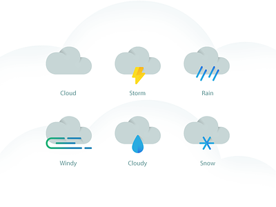 Weather Icons Variation from Basic Cloud custom icons gradient gradient icons grey icons iconset solid weather icon work