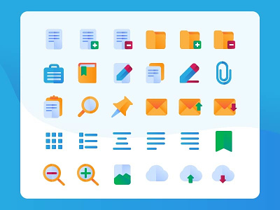 Document Edit Icons in Flat Style app blue business flat icon icon pack icons iconset interface material design ui ux