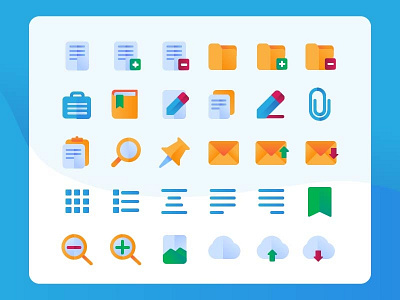 Document Edit Icons in Flat Style