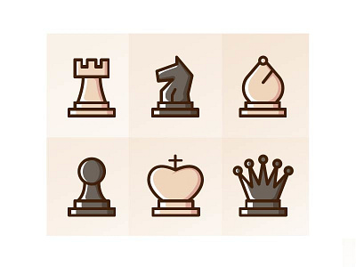 Chess Icons in filled line style