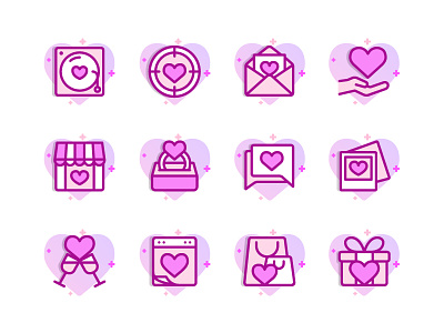 Valentine's day icon set design event icon icon a day icon app icondesign icons icons design iconset illustration material design pink purple romance ui ux valentine vector