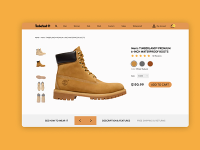 Timberland Boots Product Page boots dailychallenge ecommerce figma product detail shopping page timberland ui