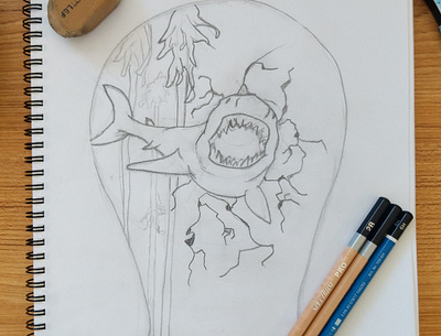 lightbulb shark (sketch phase)