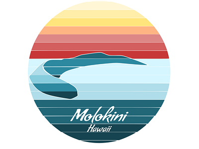 Molokini 50s design fun hawaii illustration maui molokini molokini crater retro vector