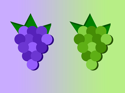 Fruitful Icons - Grapes flat design fruit grapes green icon leaves purple shapes