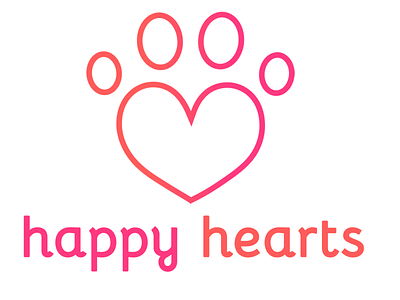 Happy Hearts Logo cursive heart icon logo orange paw print pink