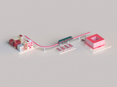 Monorail 3d arquitecture c4d cinema 4d isometric low poly lowpoly taiwan
