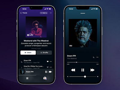 Playlist & Player | Music App app design gradients mobile mobile design music music app ui ux