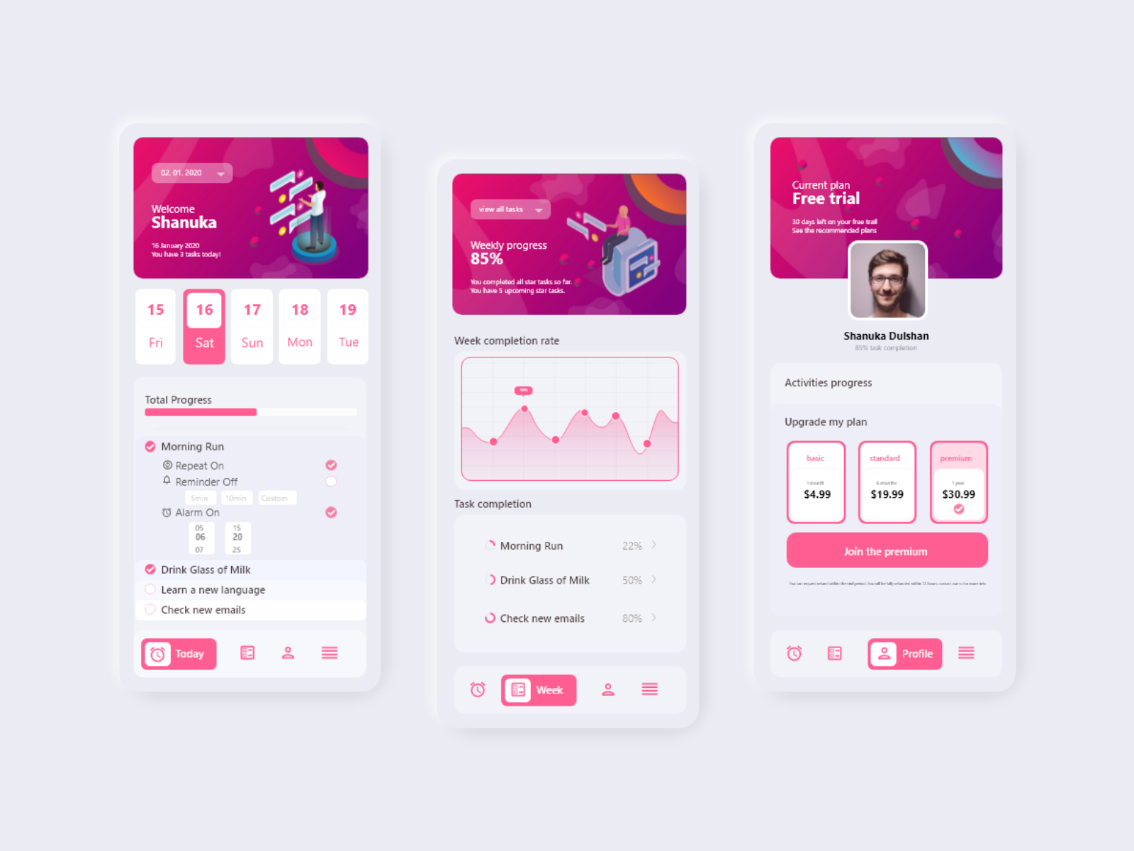 Productivity app UI by Shanuka Dulshan on Dribbble