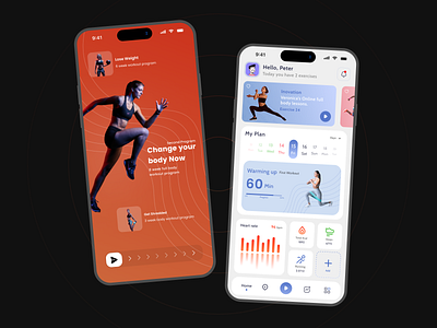Fitness & Workout App UI activity app clean design fitness fitness app gym app interface ios mobile app mobile design modern new design progress sport sport app ui ux uxui workout app