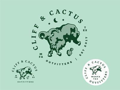 Cliff & Cactus Logo and Badges cactus cliff design digital goat illustration marfa minimal sheep simple vector