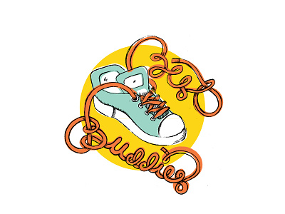 Best Buddies Illustration color drawn illo illustration pencil shoe shoelaces sketch teal yellow