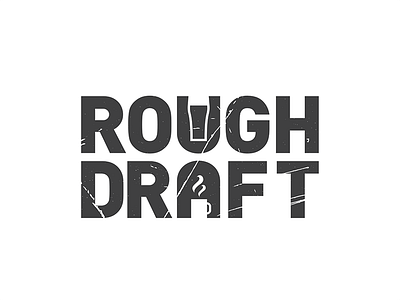 Rough Draft Coffee And Brews beer coffee draft gestalt lettermark logo logomark negative space rough texture