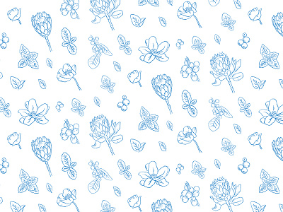 Lil Flower Pattern apple blossom arabica basil flower linework mint pattern protea sketch