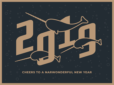 Cheers to 2019 2019 atlanta card champagne cheers digital illustration narwhal narwonderful number postcard