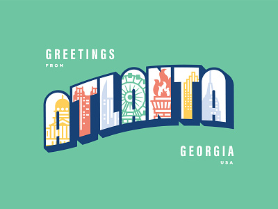 A Post Card for Atlanta atl atlanta design digital ga georgia icon illustration mail minimal post postcard simple typography vector web