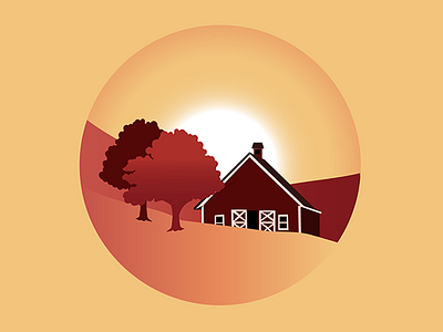 Quick Farm Silhouette barn farm illustrator quick sketch sunset vector