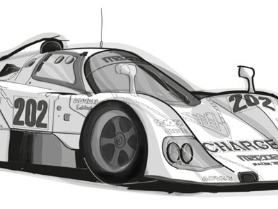 767B Race Car Illustration art car illustration vector