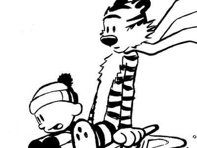 Calvin & Hobbes art cartoon traditional