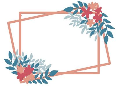 frame with flowers and leaves