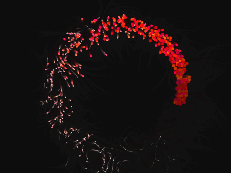 Particle Field Toy animation blend mode bloom canvas codepen creative code experimental filters html5 interaction javascript js micro interaction microinteraction