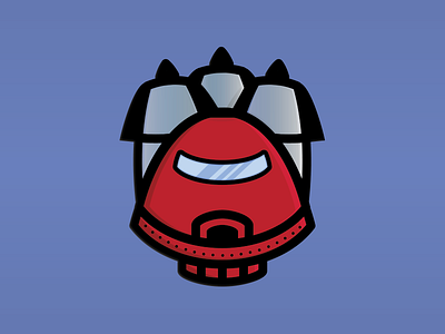 Red Robot flying head helmet icon robot