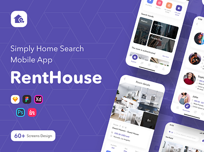 RENTHOUSE – SIMPLY HOME SEARCH MOBILE APP UI KIT mobile app design renthouse ui kit