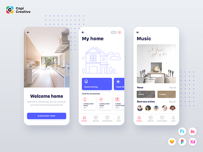 Cahome UI Kit app home iot psd sketch smart smart home smarthome ui kit ui kit xd