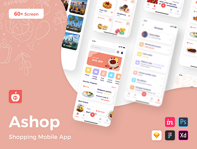 ASHOP - SHOPPING MOBILE APP UI KIT figma mobile ui shopping app sketch ui kit