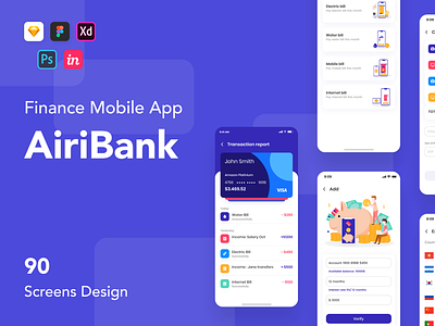 AriBank - Finance Mobile App app capi creative design figma finance finance management mobile mobile app sketch ui ui kit