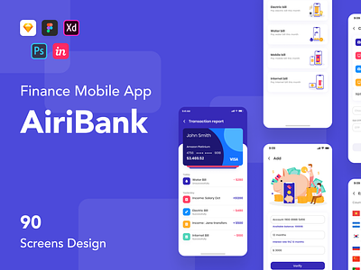 AriBank - Finance Mobile App app capi creative design figma finance finance management mobile mobile app sketch ui ui kit