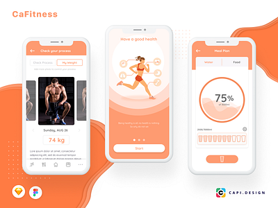 CaFit - Fitness Mobile App UI Kit Free