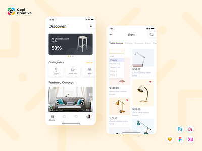 Furnite - Furniture E-Commerce UI KIT app capi creative design e-commerce figma furniture mobile sketch ui ui kit vector