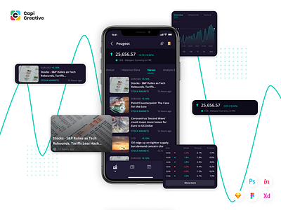 Stok - Stock Market App UI Kit app design creative design figma ios kit mobile stock ui ui design ui kit