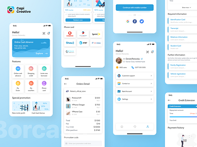 Borcash - P2P Lending UI Kit app design blue creative design figma ios kit mobile mobile app p2p platform ui ui kit