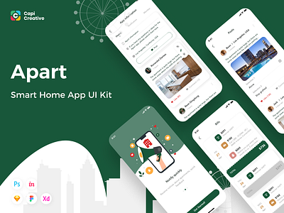 Apart - Smart Home Mobile App UI Kit app capi creative design figma mobile photoshop sketch smarthome ui ui kit vector xd